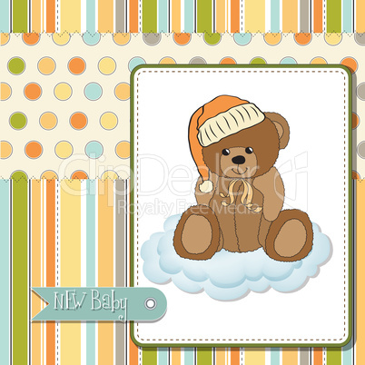 baby shower card with sleepy teddy bear