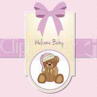 baby shower card with sleepy teddy bear