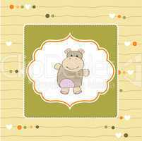 childish baby shower card with hippo toy