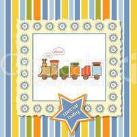 baby  shower card with toy train