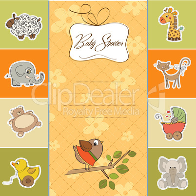 welcome baby card with funny little bird