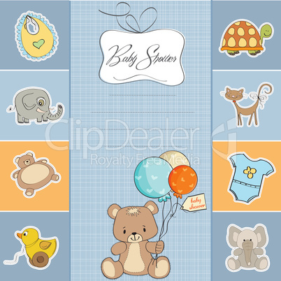 baby boy shower card with cute teddy bear