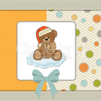 customizable greeting card with teddy bear