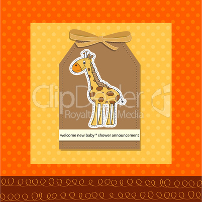 new baby announcement card with giraffe