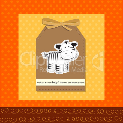 cute baby shower card with zebra