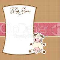 new baby girl announcement card with cow