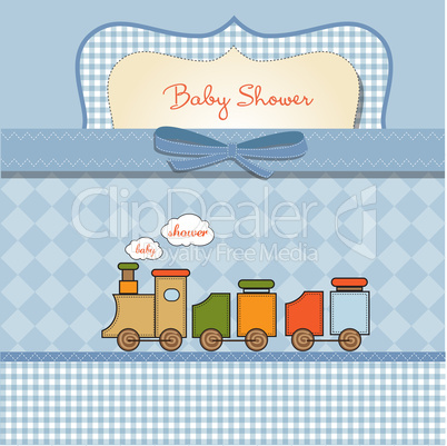 baby  shower card with toy train