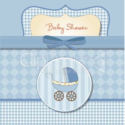 baby boy shower card with stroller