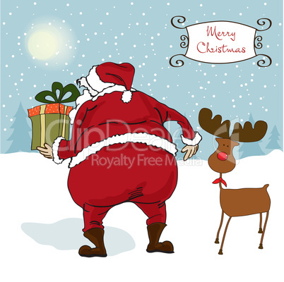 Santa coming, Christmas greeting card