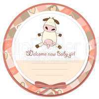 new baby girl announcement card with cow