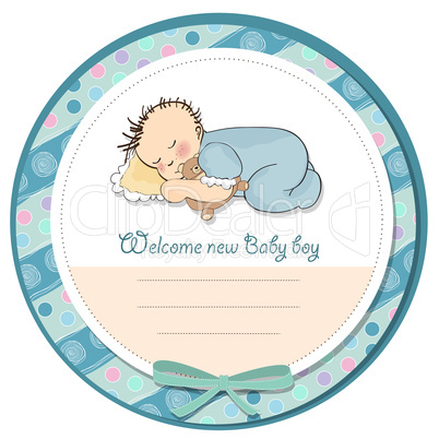 baby boy shower card with little baby