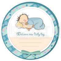 baby boy shower card with little baby