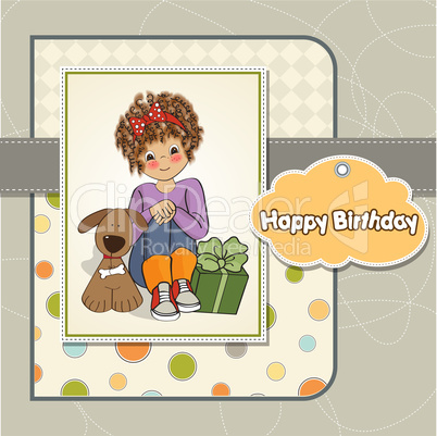 birthday greeting card with pretty little girl