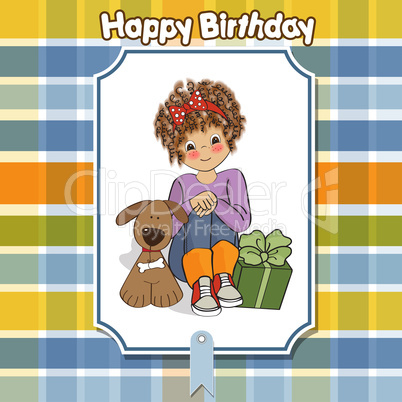 birthday greeting card with pretty little girl