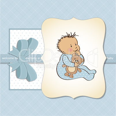 baby announcement card with little boy