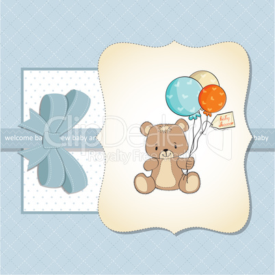 baby shower card with cute teddy bear