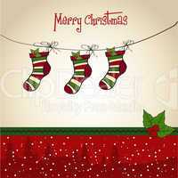 Christmas greeting card with socks
