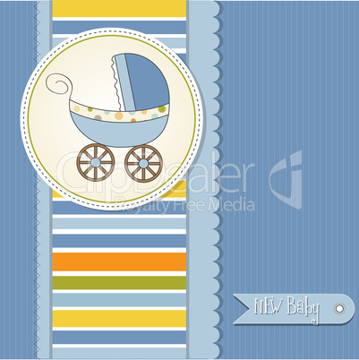 baby boy shower card with stroller