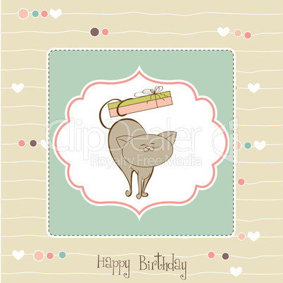 happy birthday card with cute cat