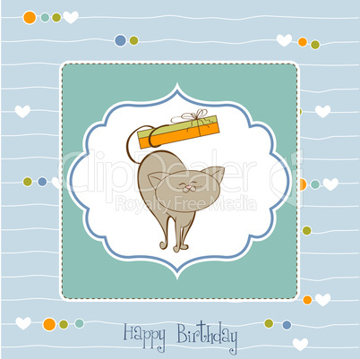 happy birthday card with cute cat