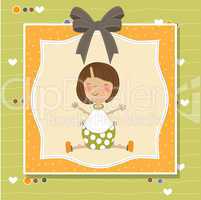new baby girl announcement card with little girl