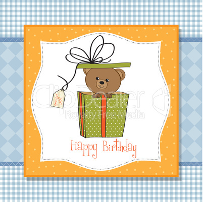 birthday greeting card with teddy bear