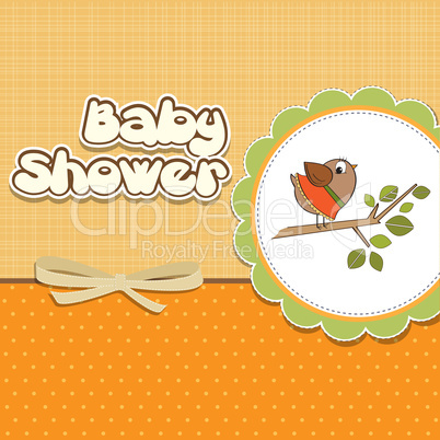 welcome baby card with funny little bird