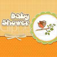 welcome baby card with funny little bird