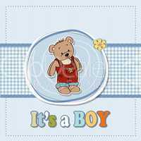 baby boy shoawer card with teddy bear