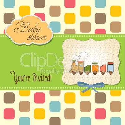 baby shower card with toy train