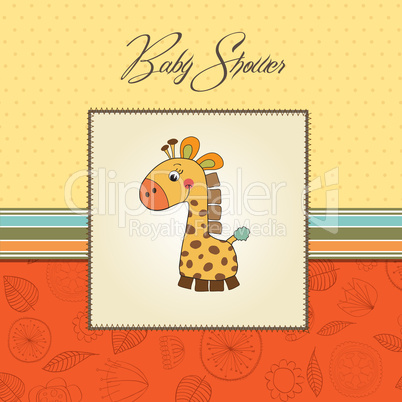 new baby announcement card with giraffe