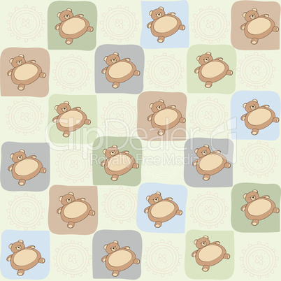 childish seamless pattern with teddy bear