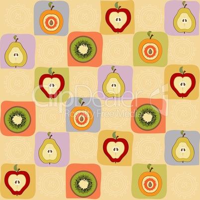 childish seamless pattern with fruits