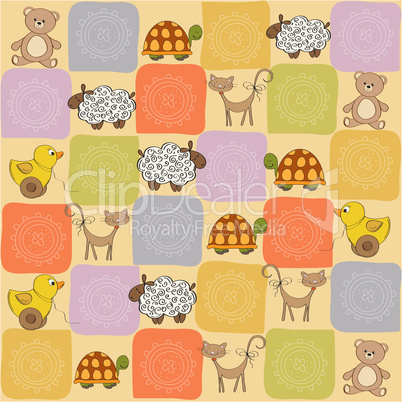 childish seamless pattern with toys