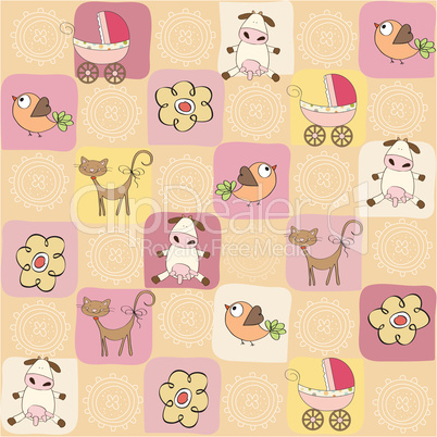 childish seamless pattern with toys