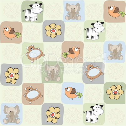 childish seamless pattern with toys