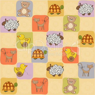 childish seamless pattern with toys