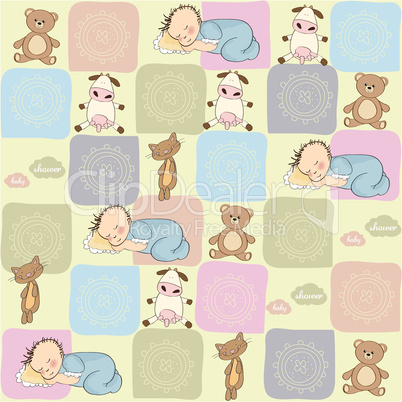 childish seamless pattern with toys