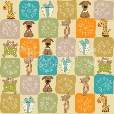 childish seamless pattern with toys