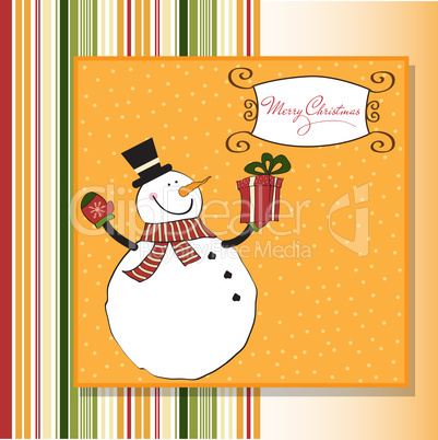 Christmas greeting card with snowman