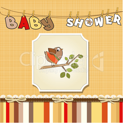 welcome baby card with funny little bird