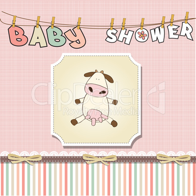 new baby girl announcement card with cow