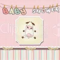 new baby girl announcement card with cow