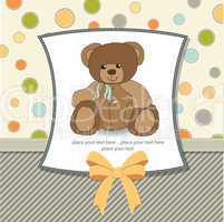customizable greeting card with teddy bear