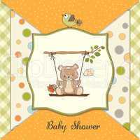 baby greeting card with teddy bear