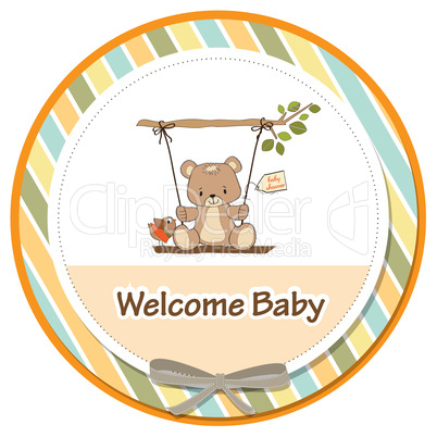 baby greeting card with teddy bear