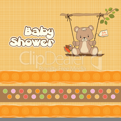 baby greeting card with teddy bear