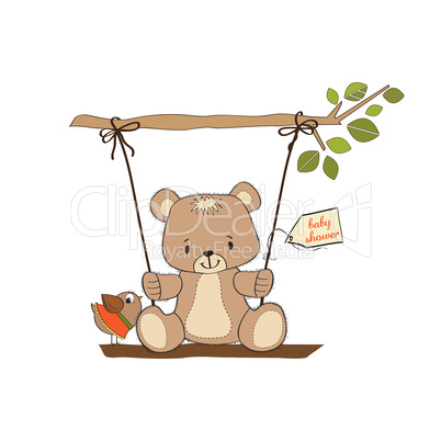 baby greeting card with teddy bear