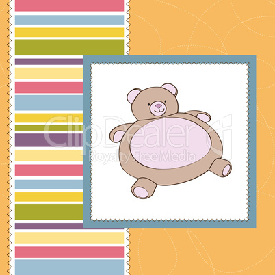 baby shower card with teddy bear toy