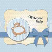 baby shower card with teddy bear toy